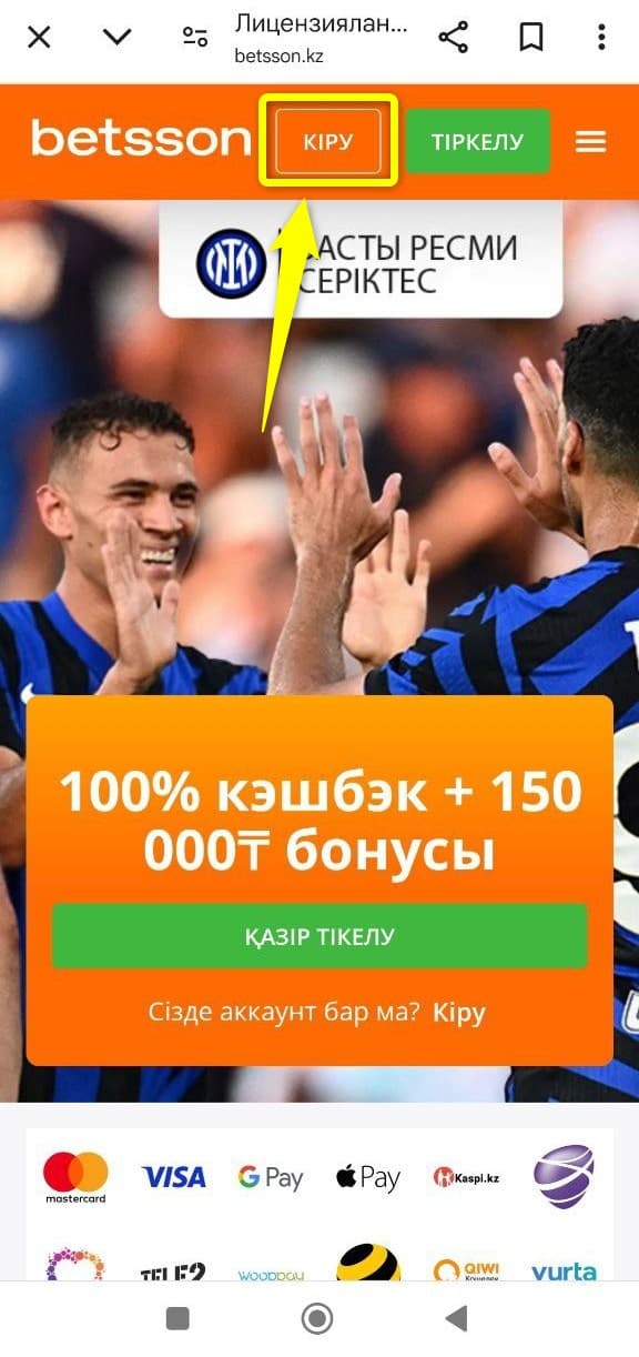 Жеке кабинетке кіру батырмасы