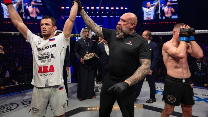 Усман Нурмагомедов в третий раз защитил титул чемпиона Bellator